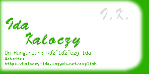 ida kaloczy business card